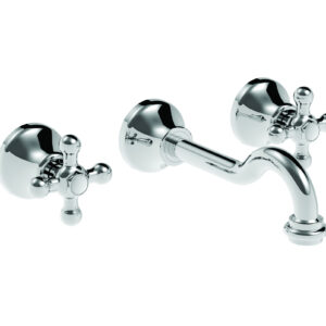 Leonardo 3pc Wall Mounted Basin Mixer Chrome