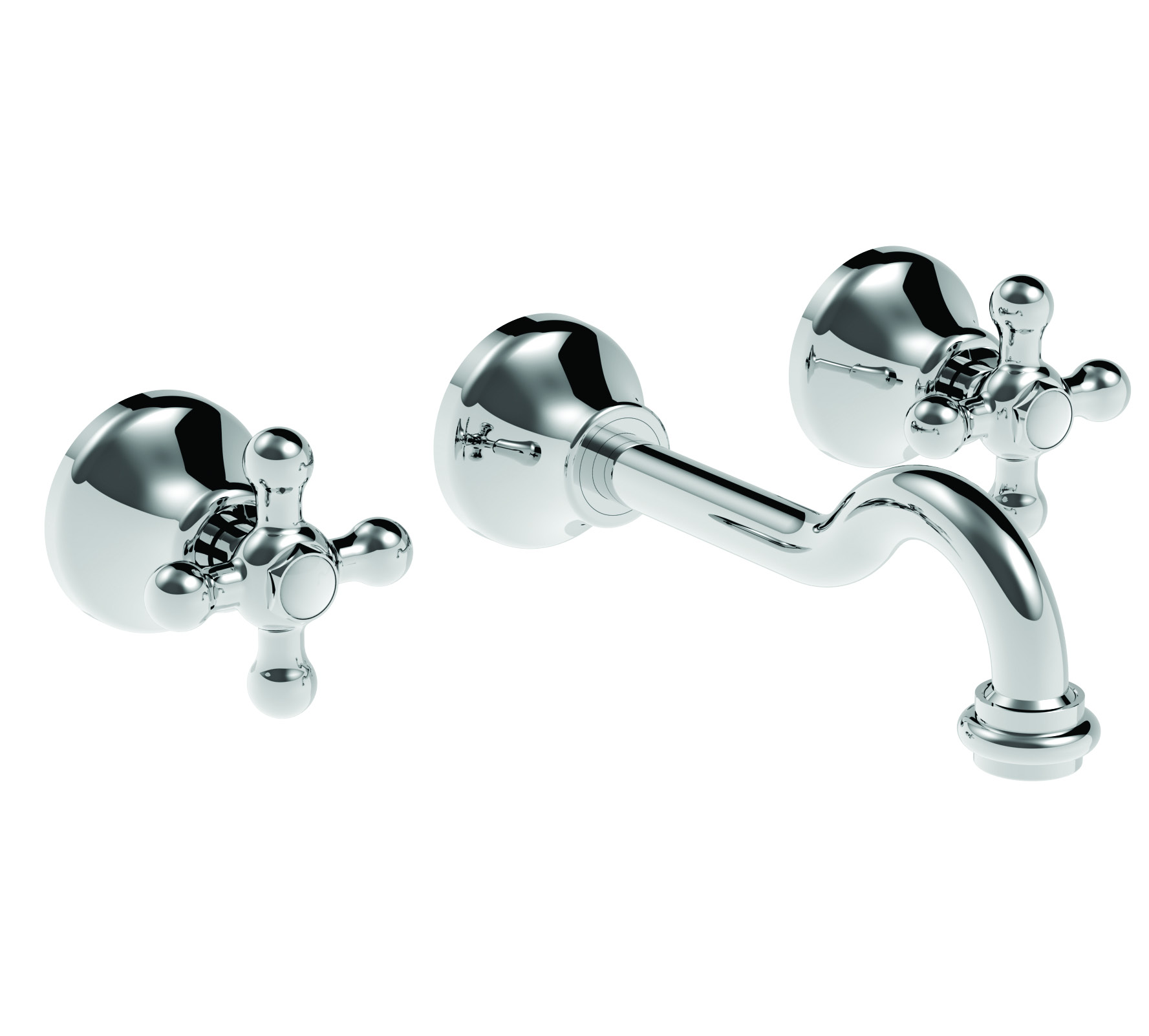 Leonardo 3pc Wall Mounted Basin Mixer Chrome