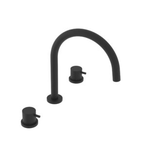 Atlantic 3pc Deck Mounted Basin Mixer (Swan Spout) Matt Black