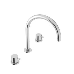 Atlantic 3pc Deck Mounted Basin Mixer (Swan Spout) Chrome