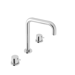 Atlantic 3pc Deck Mounted Basin Mixer (Square Spout) Chrome