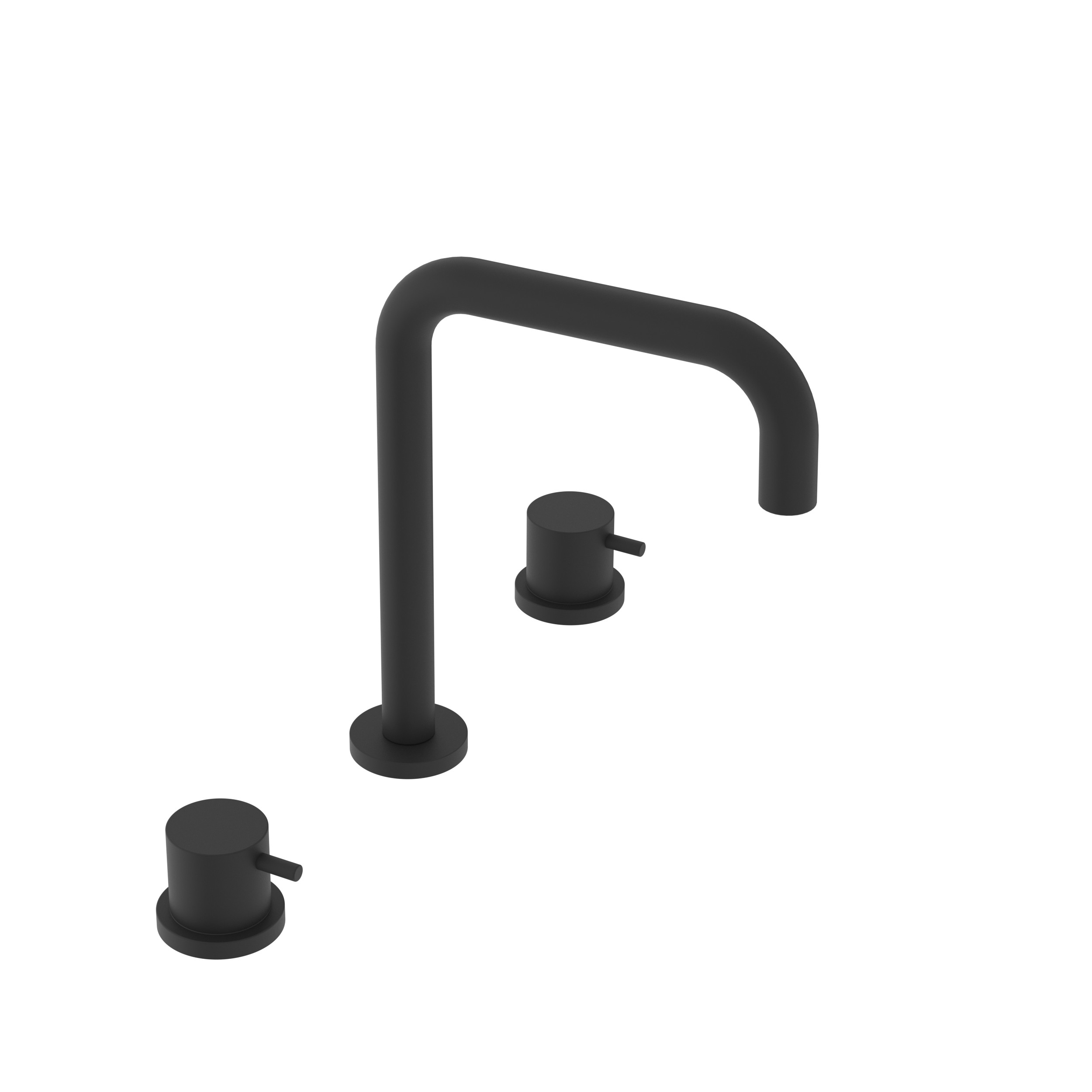 Atlantic 3pc Deck Mounted Basin Mixer (Square Spout) Matt Black